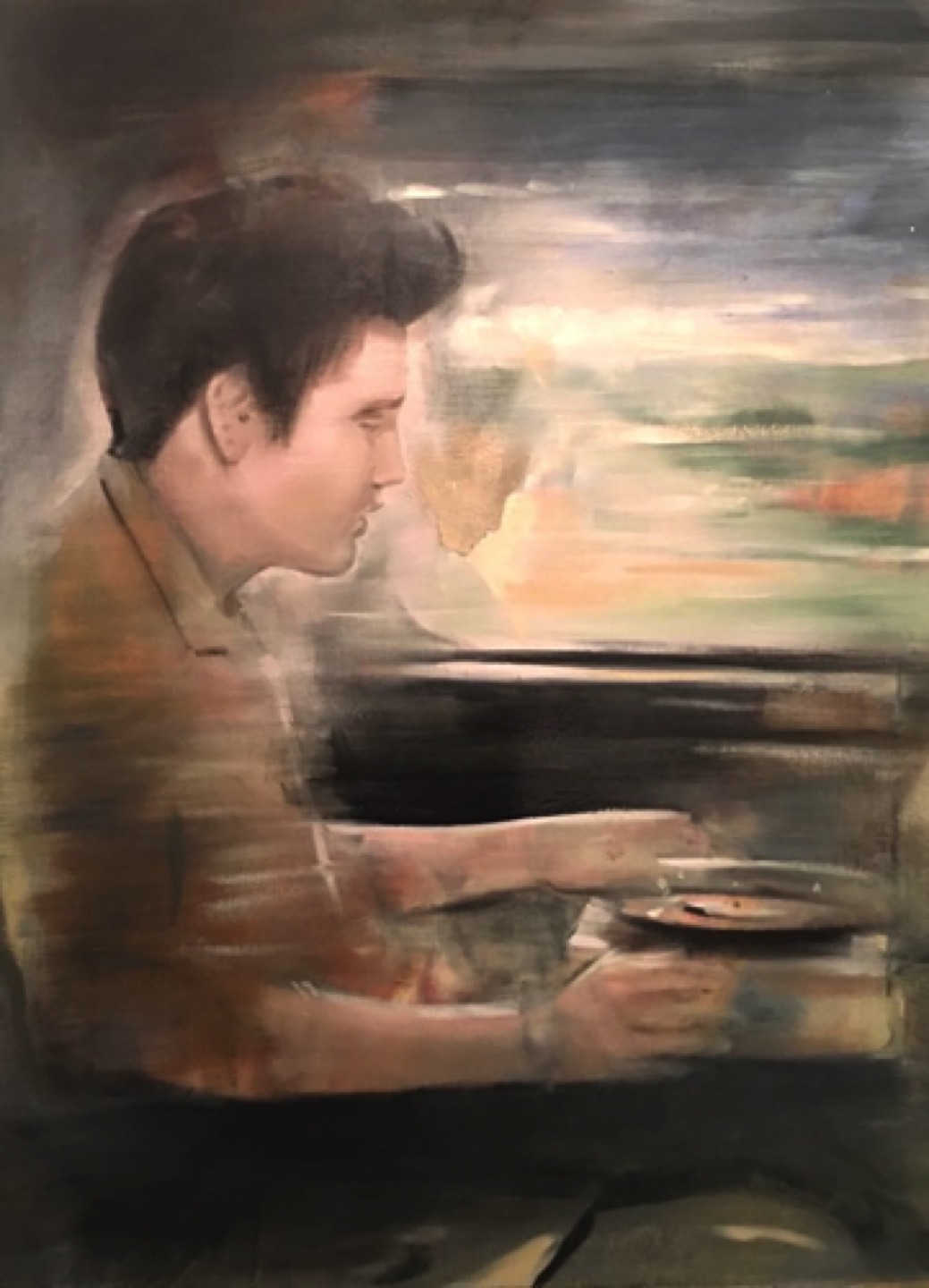 Gregg Chadwick
Memphis Train (Elvis Presley)
40”x30” oil on linen 2016 
Private Collection, Orinda, CA